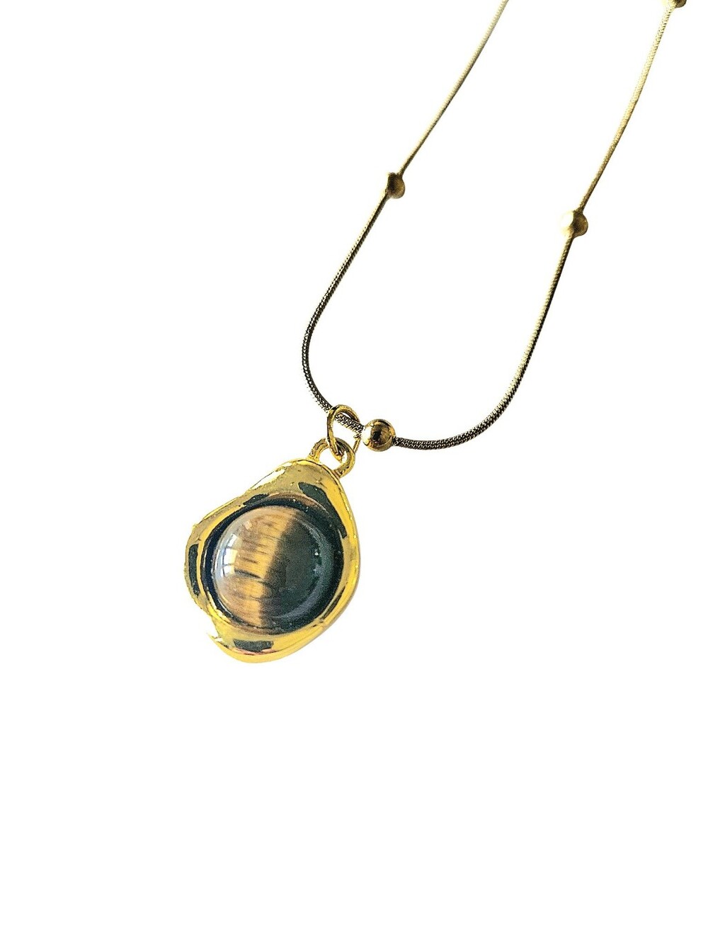 Gold Tiger's Eye Pendant Necklace